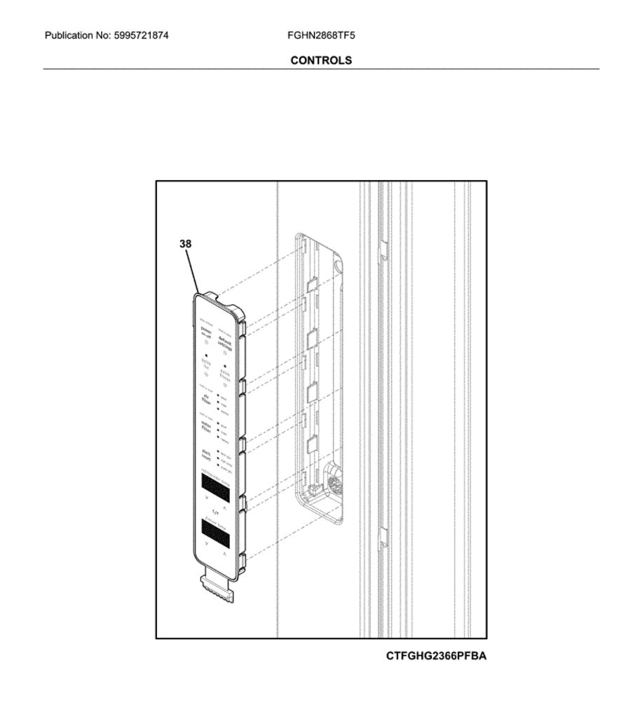 Control Diagram and Parts List for FGHN2868TF5  Frigidaire Refrigerator