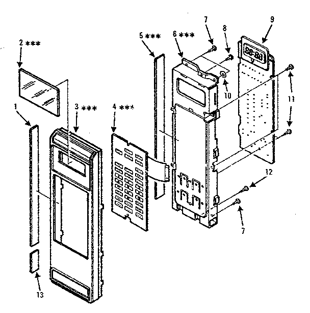 Control Panel Diagram and Parts List for 5648896280  Kenmore Microwave