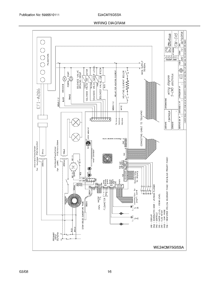 WIRING DIAGRAM Diagram and Parts List for E24CM75GSSA  Electrolux Coffee Maker