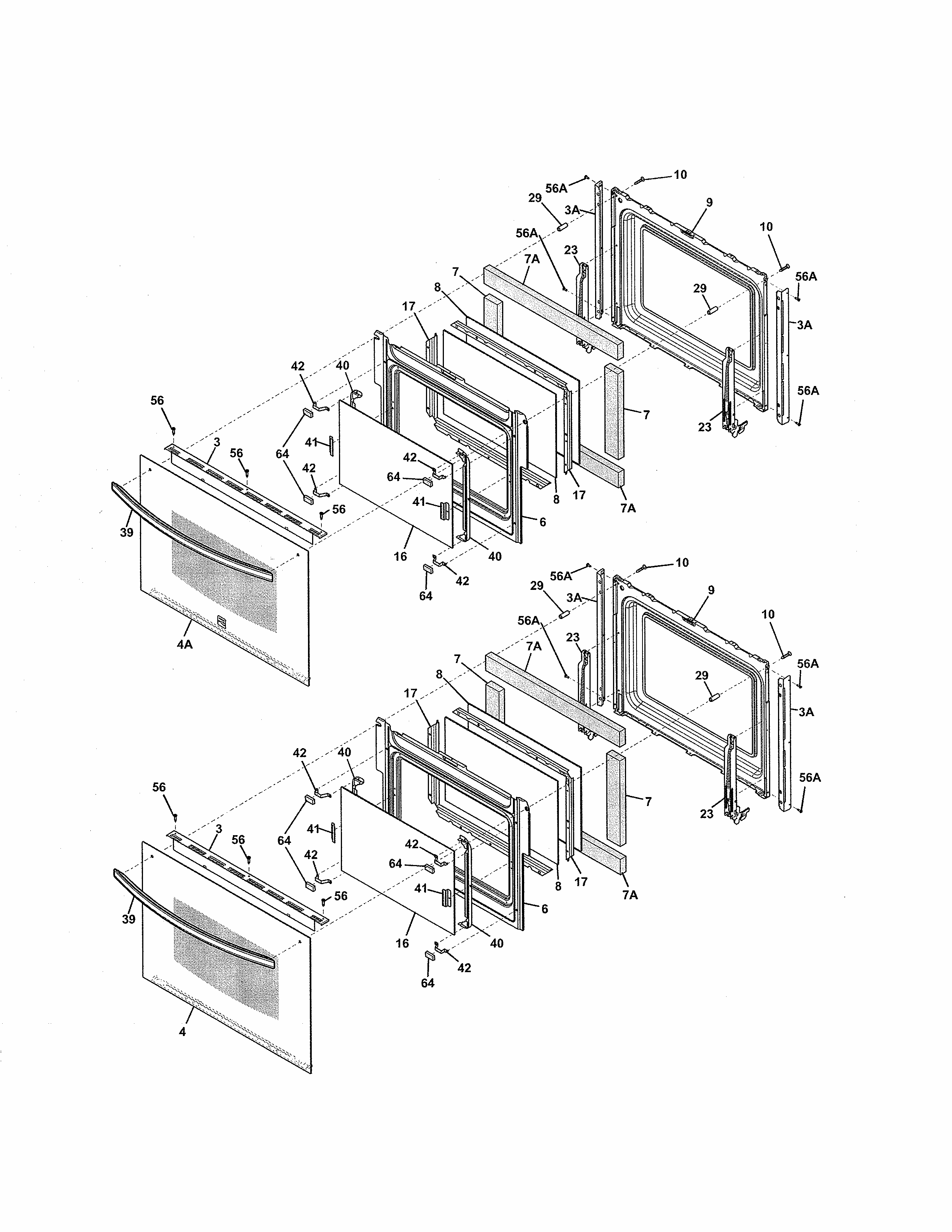 Doors Diagram and Parts List for 79049539311  Kenmore Wall Oven