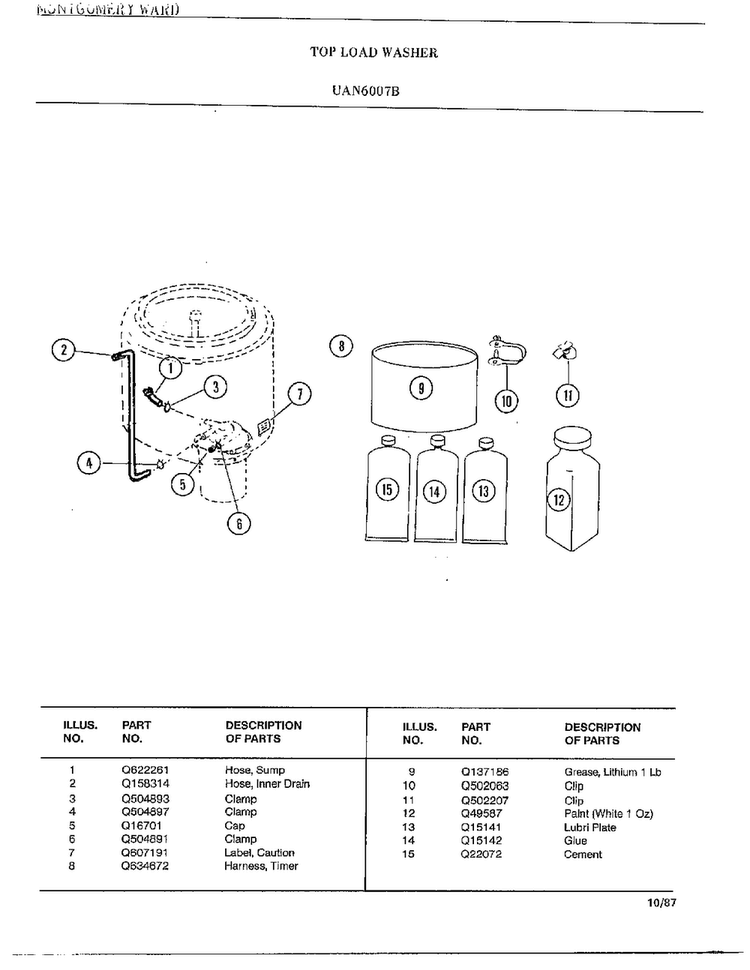 Washer Page 9 Diagram and Parts List for 6007B  Frigidaire Washer