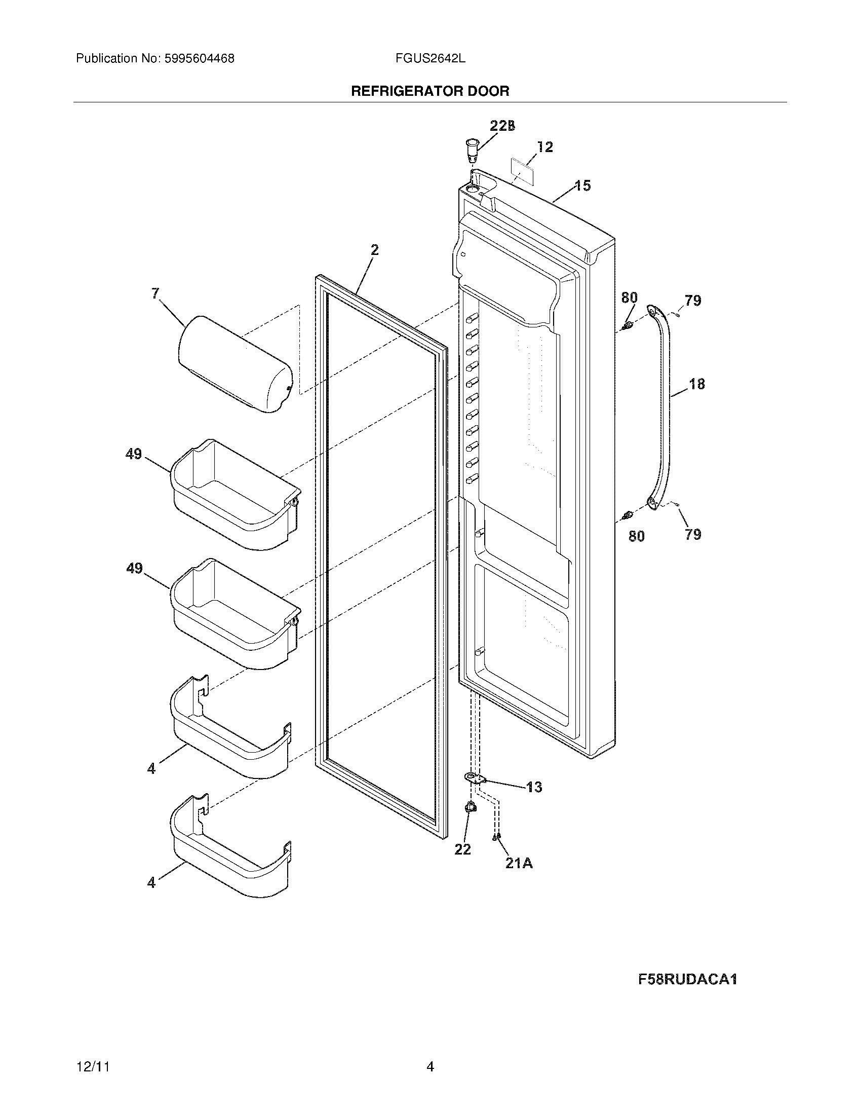 05 - REFRIGERATOR DOOR Diagram and Parts List for FGUS2632LP2  Frigidaire Refrigerator