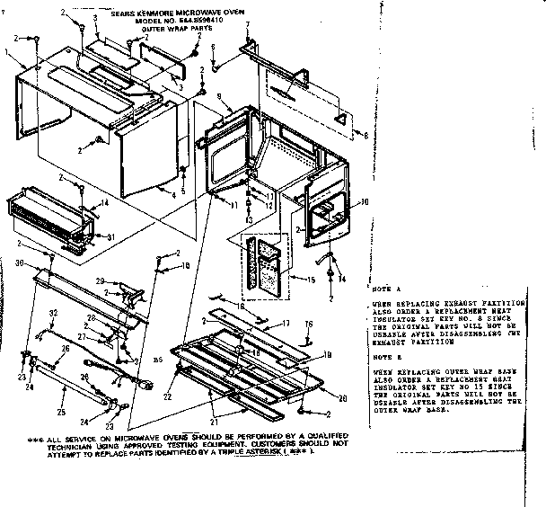 Outer Wrap Parts Diagram and Parts List for 5648598410  Kenmore Microwave