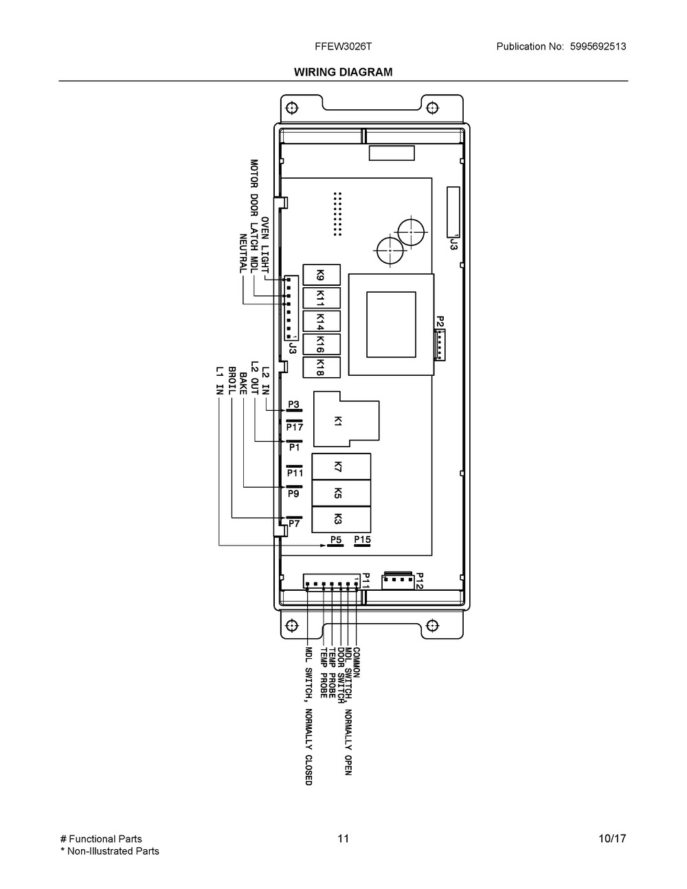Wiring Diagram Diagram and Parts List for FFEW3026TDB  Frigidaire Wall Oven
