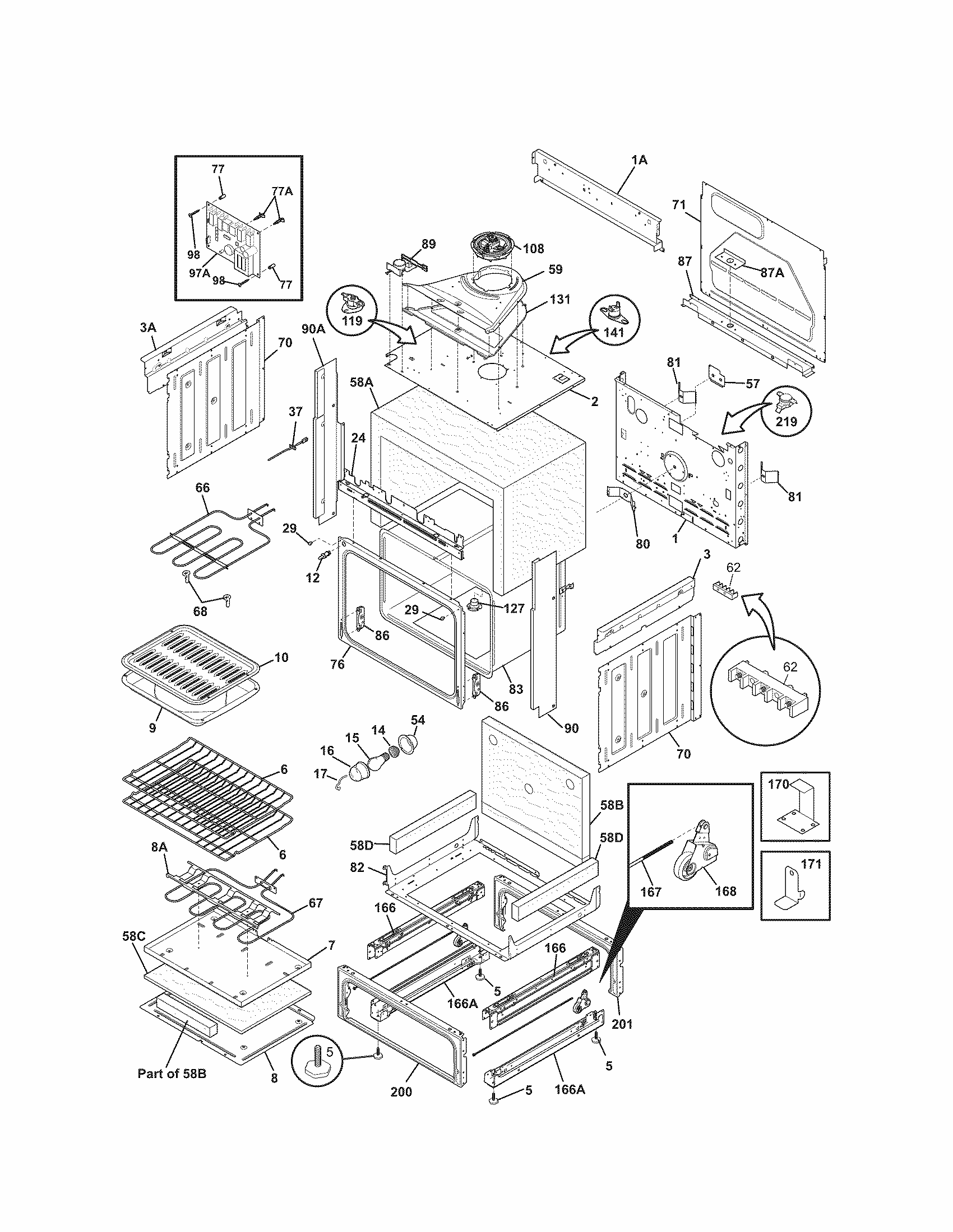 Body Diagram and Parts List for 79046893906  Kenmore Range