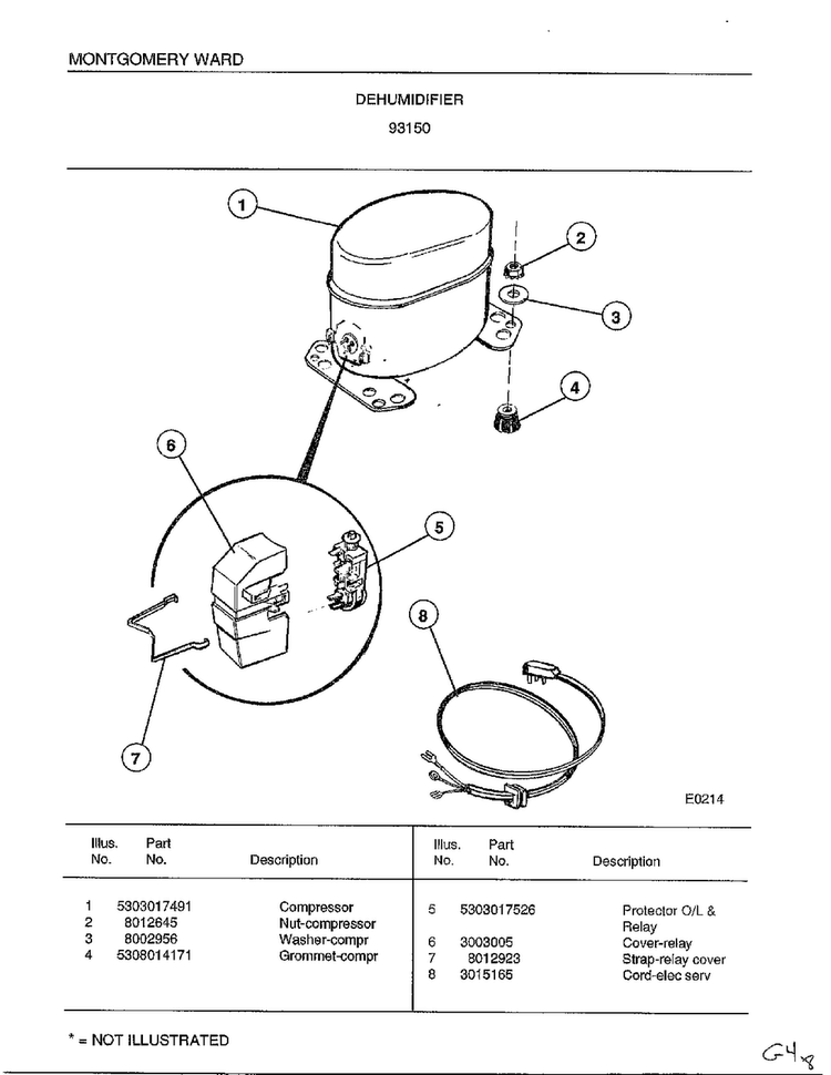 Dehumidifier Page 4 Diagram and Parts List for 80849A  Frigidaire Freezer