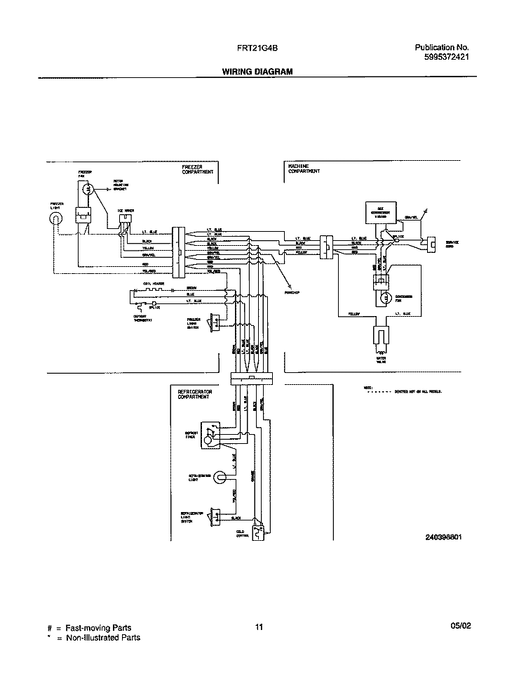 WIRING DIAGRAM Diagram and Parts List for FRT21G4BW3  Frigidaire Refrigerator