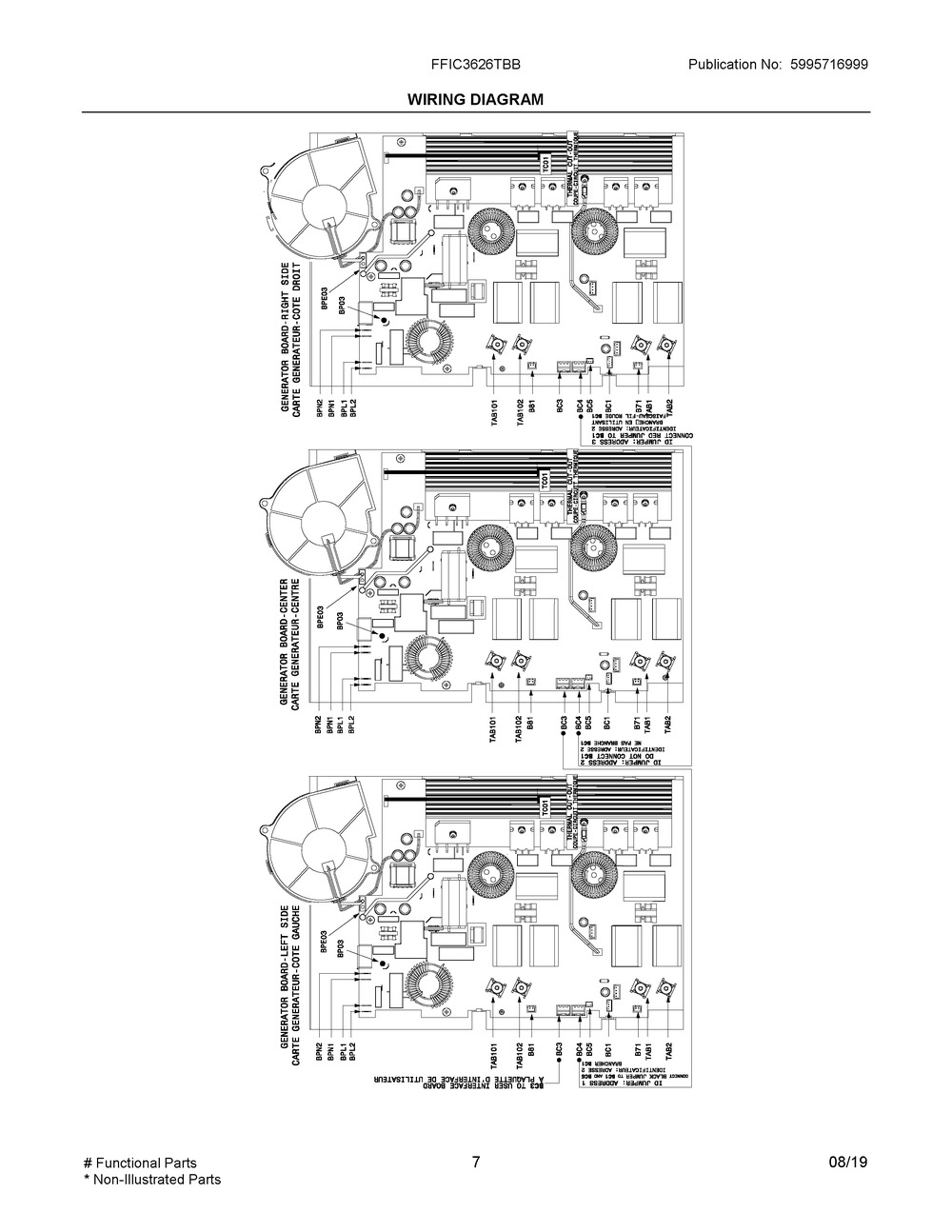 Wiring Diagram Diagram and Parts List for FFIC3626TBB  Frigidaire Cooktop