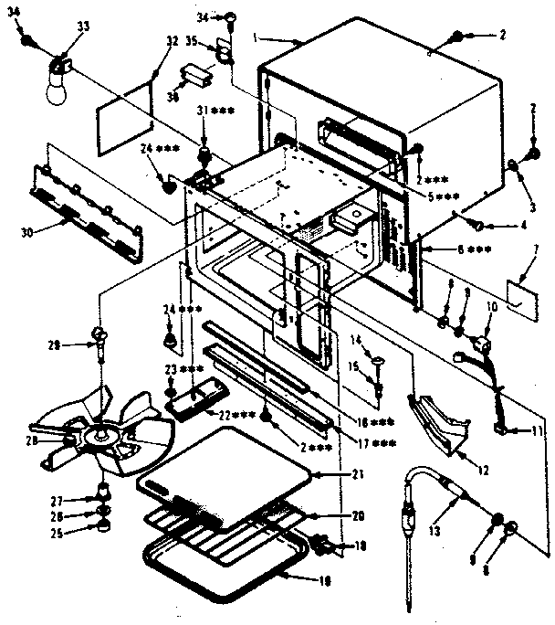 Cabinet Parts Diagram and Parts List for 5648888600  Kenmore Microwave