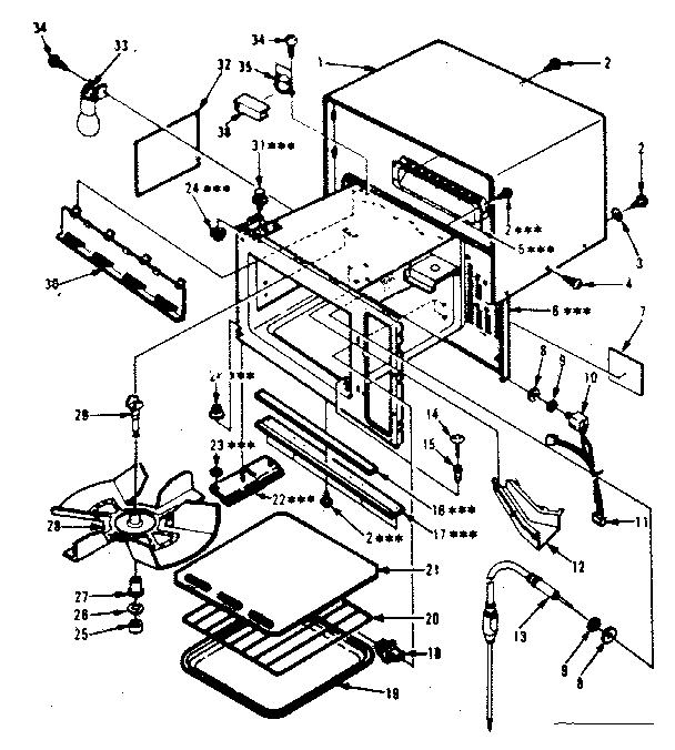 Cabinet Parts Diagram and Parts List for 5648888621  Kenmore Microwave
