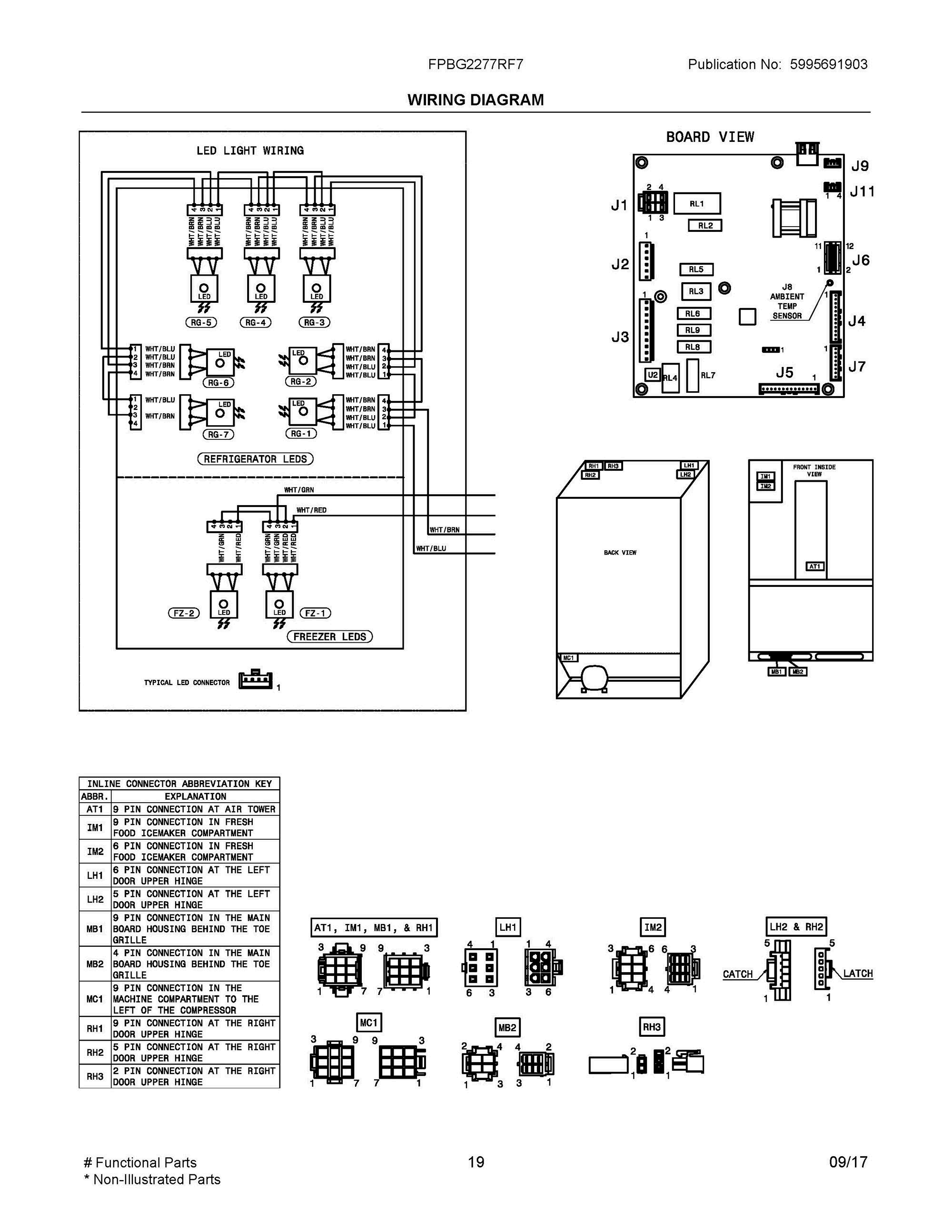 10 - WIRING DIAGRAM Diagram and Parts List for FPBG2277RF7  Frigidaire Refrigerator