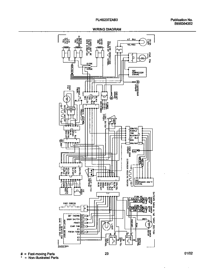 WIRING DIAGRAM Diagram and Parts List for PLHS237ZAB0  Frigidaire Refrigerator