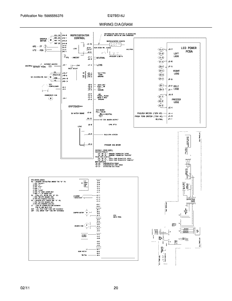 WIRING DIAGRAM PG 1 Diagram and Parts List for EI27BS16JS2  Electrolux Refrigerator