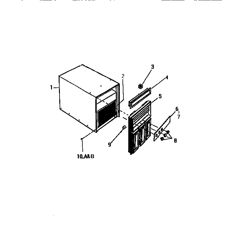 CABINET, FRONT, WRAPPER Diagram and Parts List for AK087J7V1  Frigidaire Air Conditioner