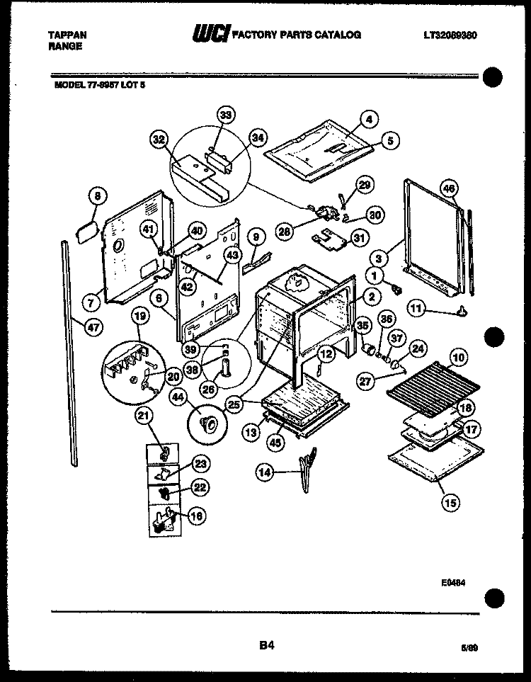 LOWER BODY PARTS Diagram and Parts List for 77-8957-00-05  Tappan Range