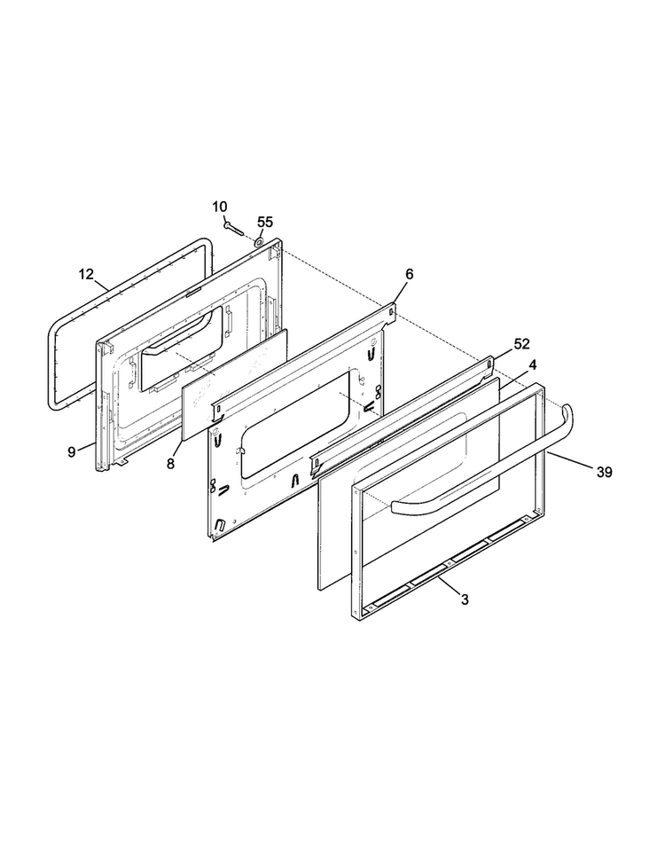 Lower Door Diagram and Parts List for TGO336BGW3  Tappan Range