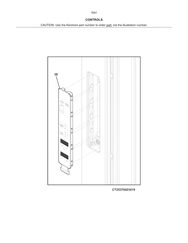 Controls Diagram and Parts List for 2537041941B  Kenmore Refrigerator