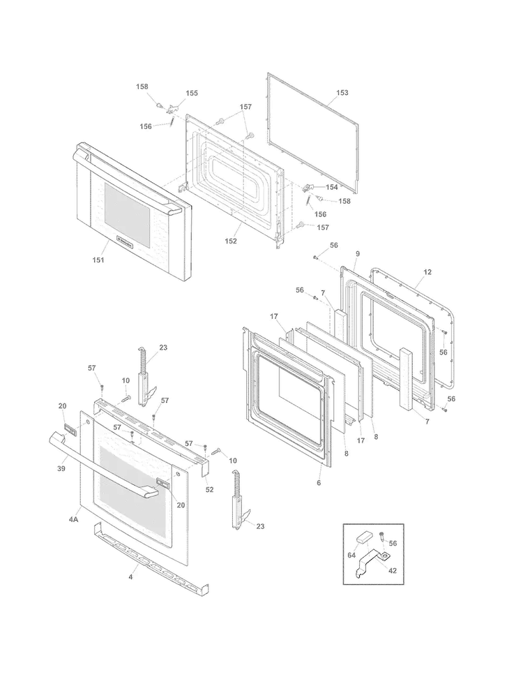 Doors Diagram and Parts List for EW27MC65JS3  Electrolux Microwave Oven Combo