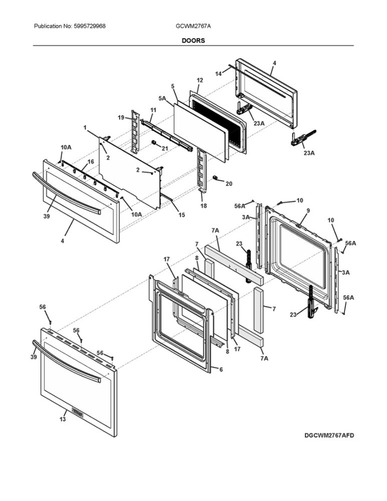 Doors Diagram and Parts List for GCWM2767ADD  Frigidaire Range Hood