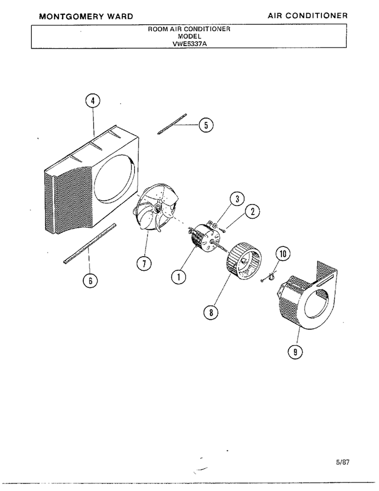 Room Air Conditioner Page 5 Diagram and Parts List for 5337A  Frigidaire Air Conditioner