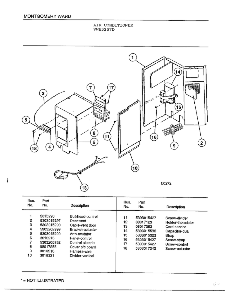 Air Conditioner Page 2 Diagram and Parts List for 5257D  Frigidaire Air Conditioner