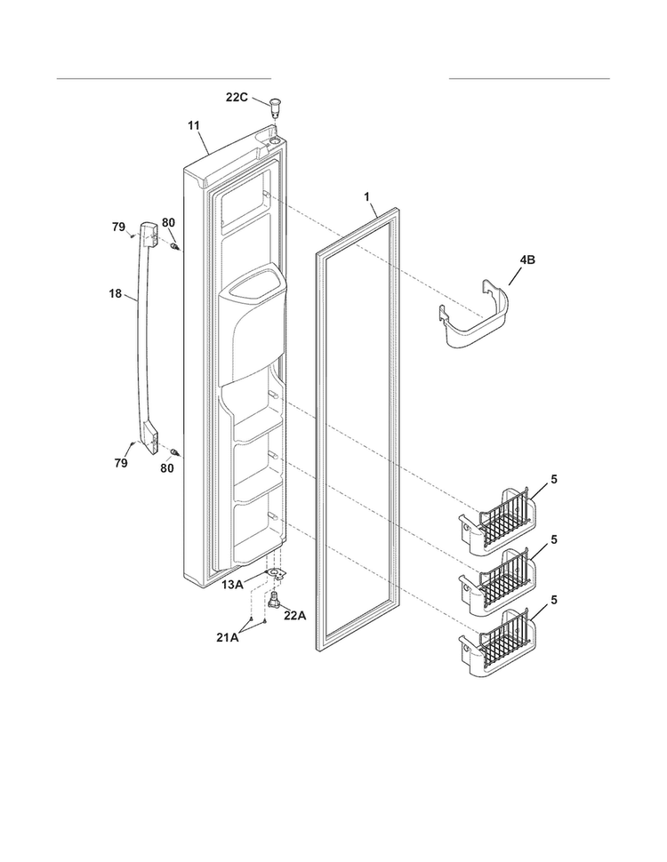 Freezer Door Diagram and Parts List for FPUS2698LF2  Frigidaire Refrigerator