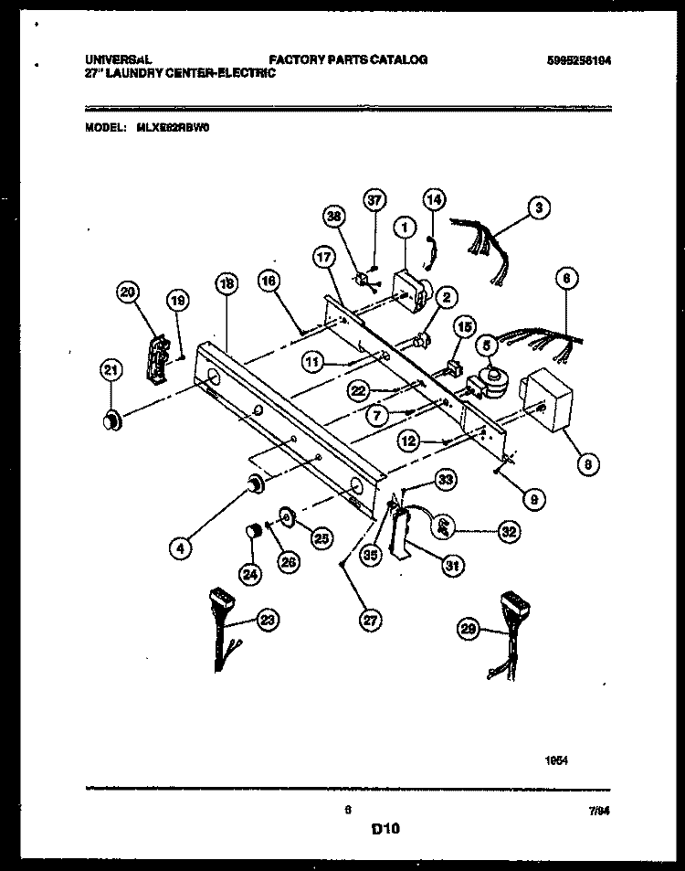 CONSOLE AND CONTROL PARTS Diagram and Parts List for MLXE62RBW0  Tappan Washer Dryer Combo