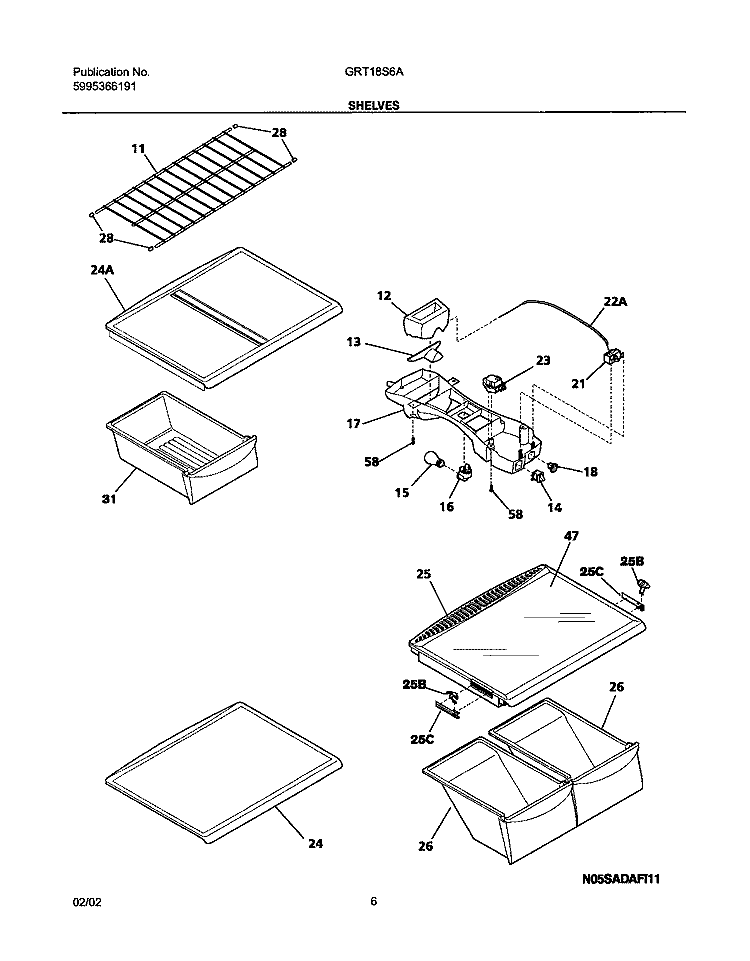 SHELVES Diagram and Parts List for GRT18S6AW1  Gibson Refrigerator