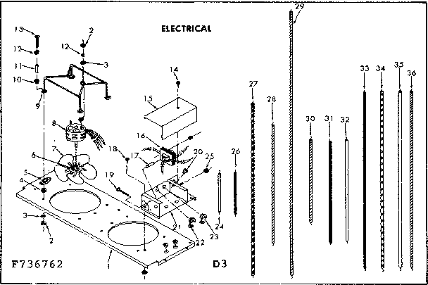 Electrical Diagram and Parts List for 867736762  Frigidaire Furnace