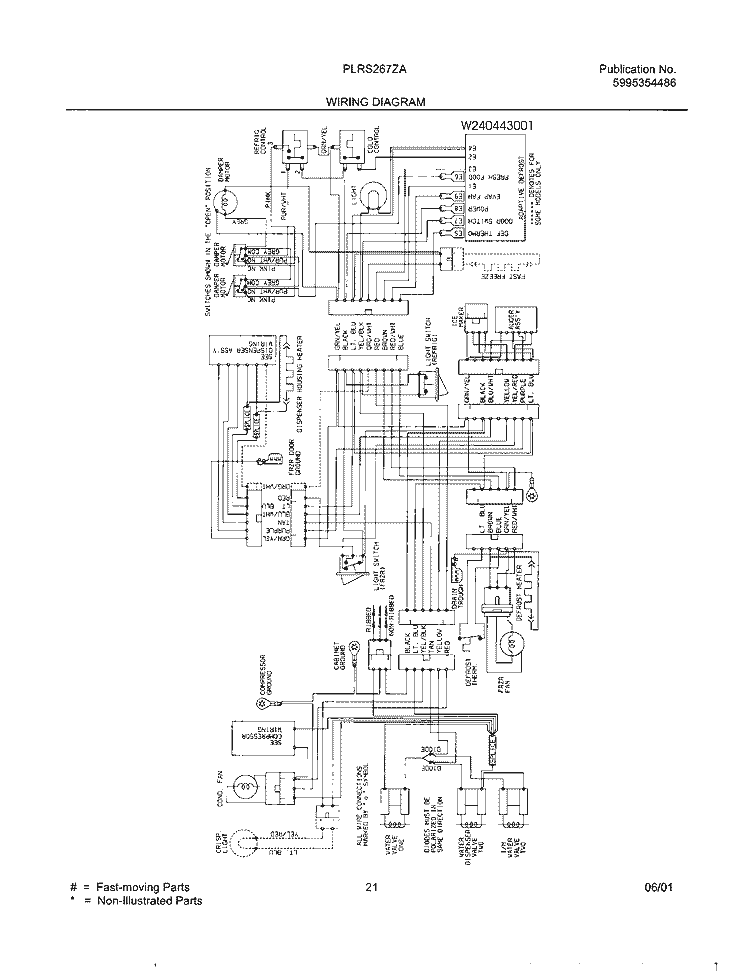 WIRING DIAGRAM Diagram and Parts List for PLRS267ZAB1  Frigidaire Refrigerator