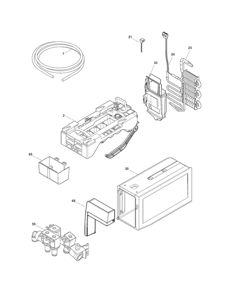 Fresh Food Ice Maker Diagram and Parts List for FPHF2399PF1  Frigidaire Refrigerator