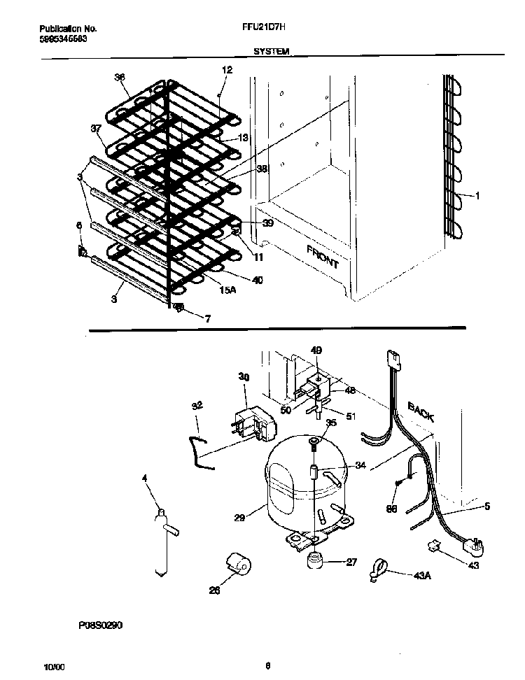 System Diagram and Parts List for FFU21D7HW2  Frigidaire Freezer