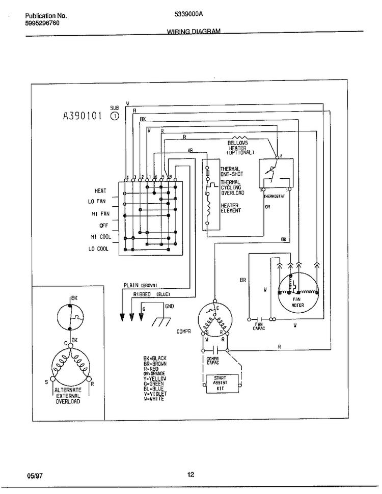 Wiring Diagram Diagram and Parts List for 5339000  Frigidaire Air Conditioner