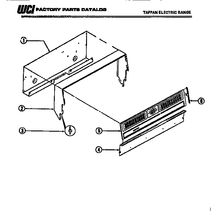 BACKGUARD Diagram and Parts List for 37-1042-23-05  Tappan Range