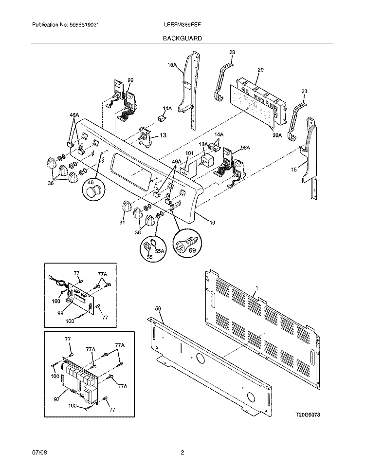 BACKGUARD Diagram and Parts List for LEEFM389FEF  Frigidaire Range