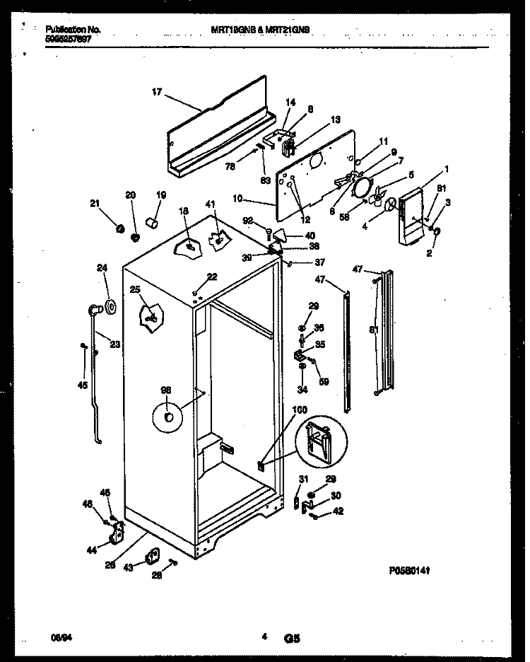 CABINET PARTS Diagram and Parts List for MRT19GNBD0  Uni Refrigerator