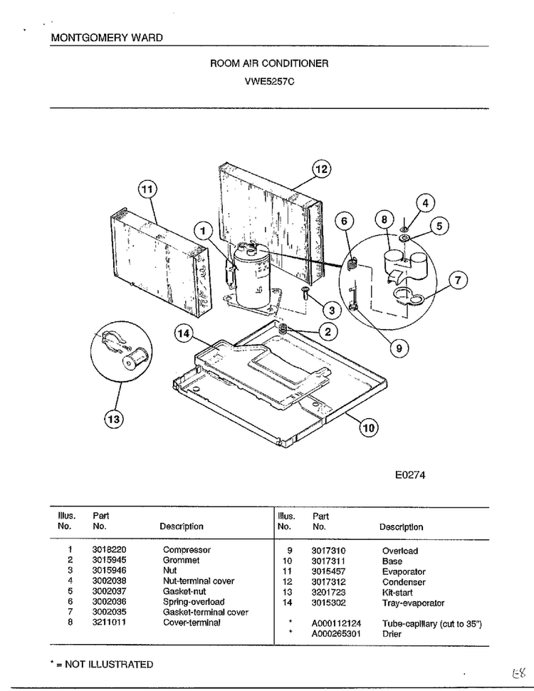 Room Air Conditioner Page 4 Diagram and Parts List for 5257C  Frigidaire Air Conditioner