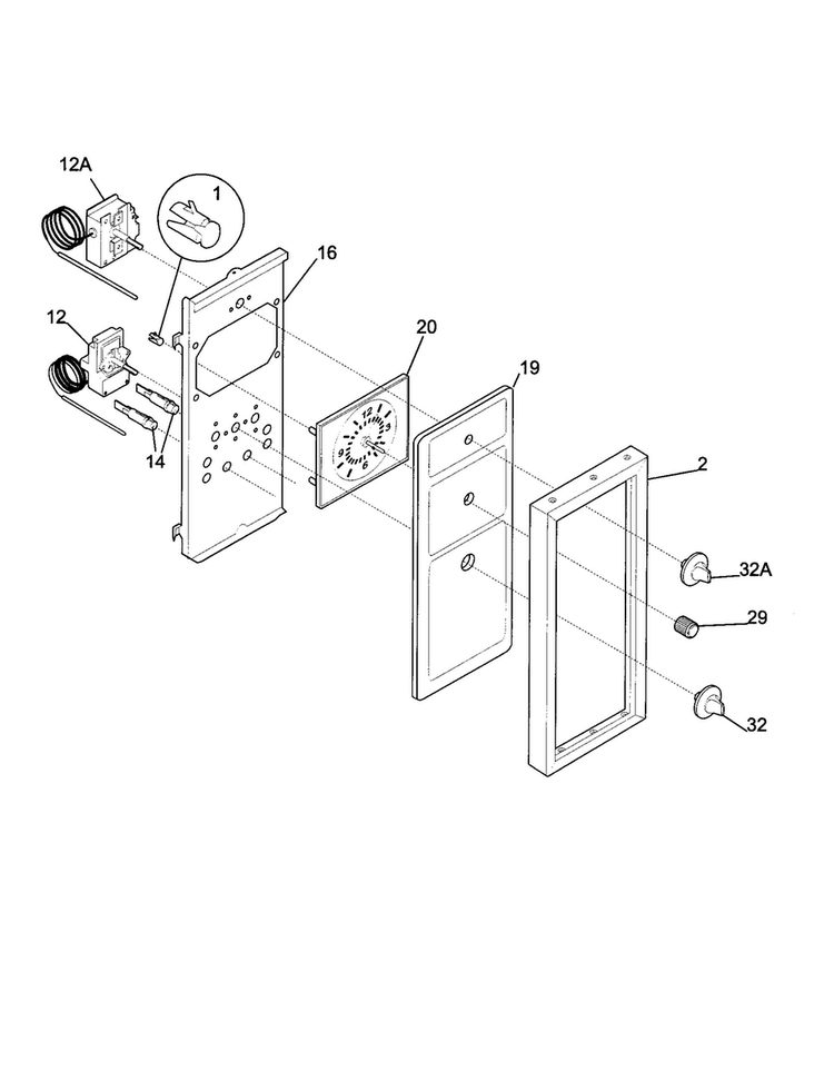 Control Panel Diagram and Parts List for TGO336BGD2  Tappan Range