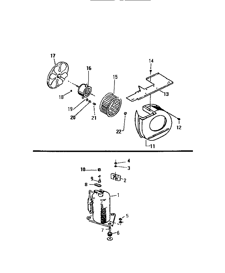 AIR HANDLING PARTS, COMPRESSOR Diagram and Parts List for S208C1QA  Kelvinator Air Conditioner