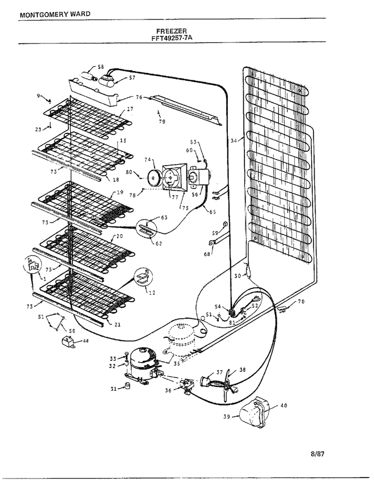 Freezer Page 5 Diagram and Parts List for 49257-7A  Frigidaire Freezer