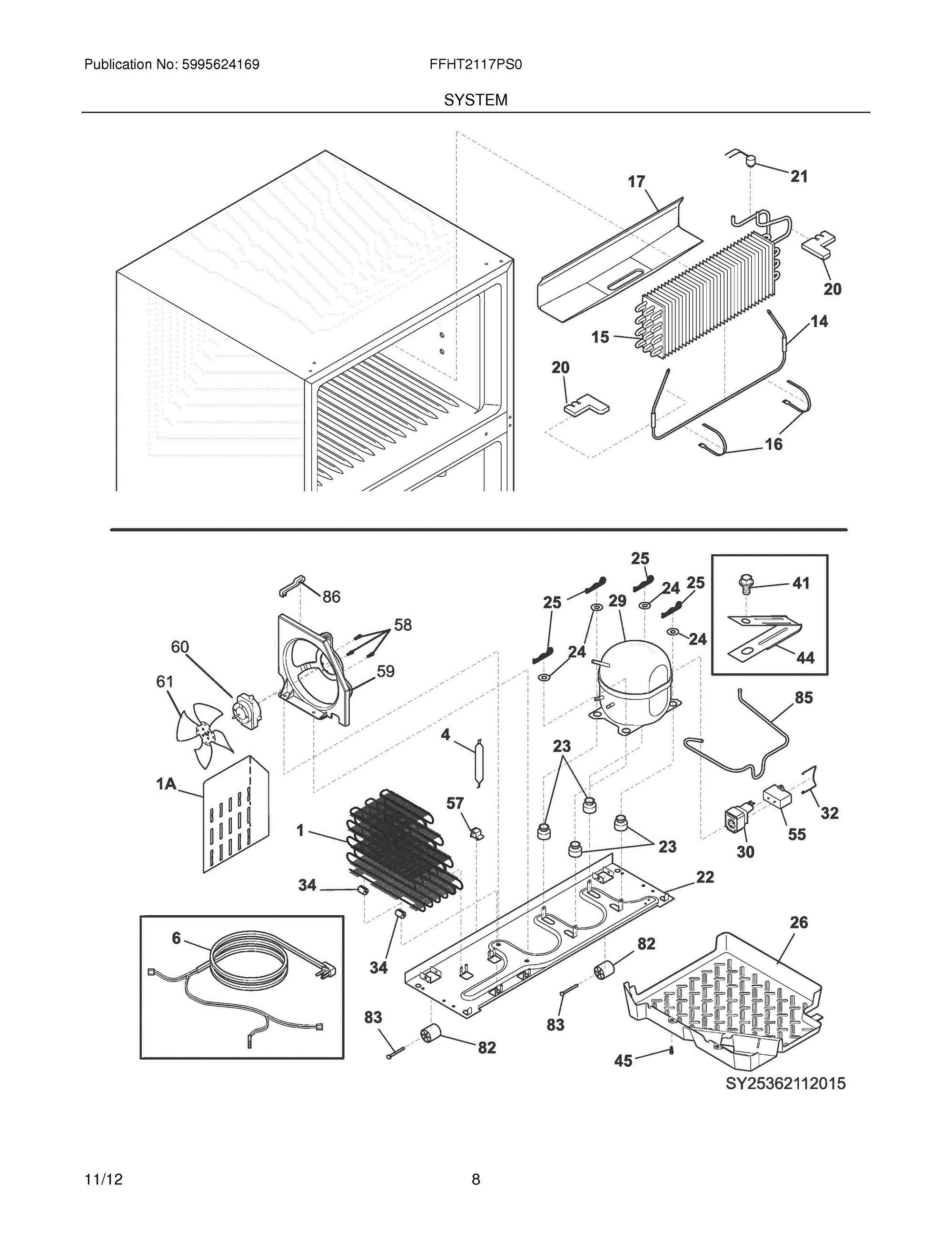 09 - SYSTEM Diagram and Parts List for FFHT2117PS0  Frigidaire Refrigerator