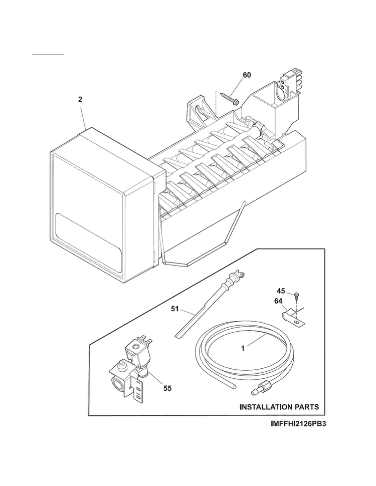 Ice Maker Diagram and Parts List for 25370404412  Kenmore Refrigerator