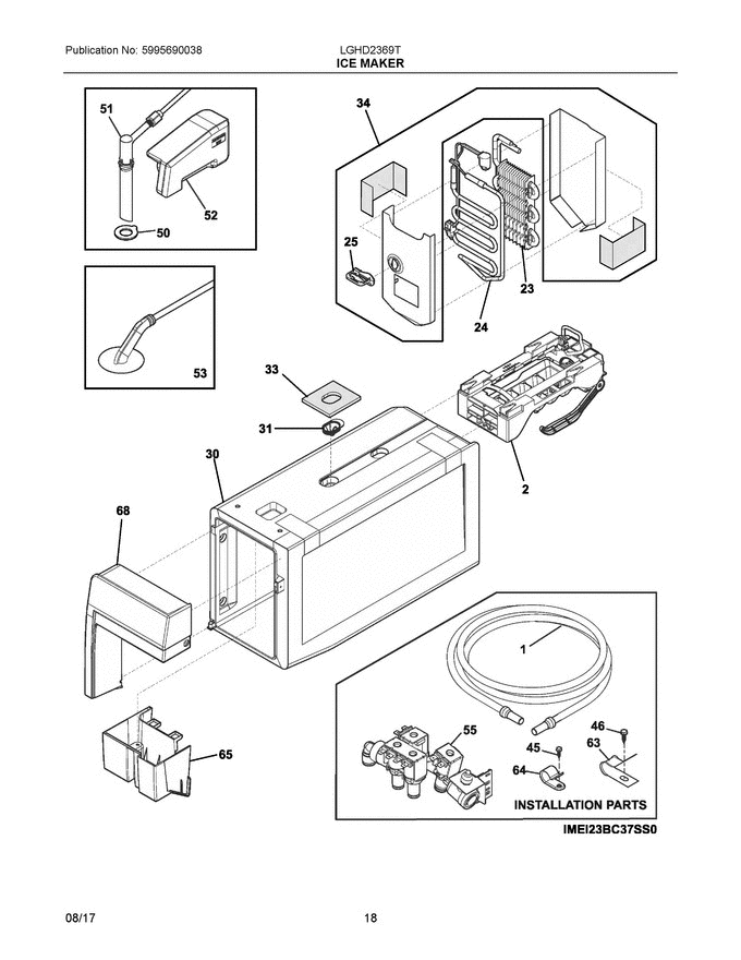 09 - Ice Maker Diagram and Parts List for LGHD2369TD0  Frigidaire Refrigerator