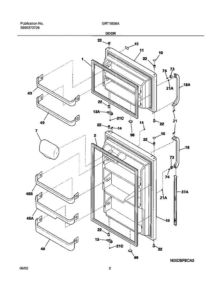 DOORS Diagram and Parts List for GRT18S6AW5  Gibson Refrigerator