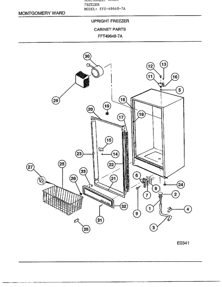 Upright Freezer/cabinet Parts Diagram and Parts List for 49648-7A  Frigidaire Freezer