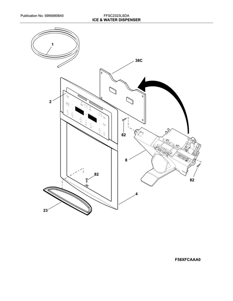 Dispensor Diagram and Parts List for FFSC2323LSDA  Frigidaire Refrigerator