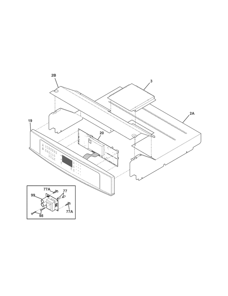 Control Panel Diagram and Parts List for EI30EW45JS4  Electrolux Wall Oven