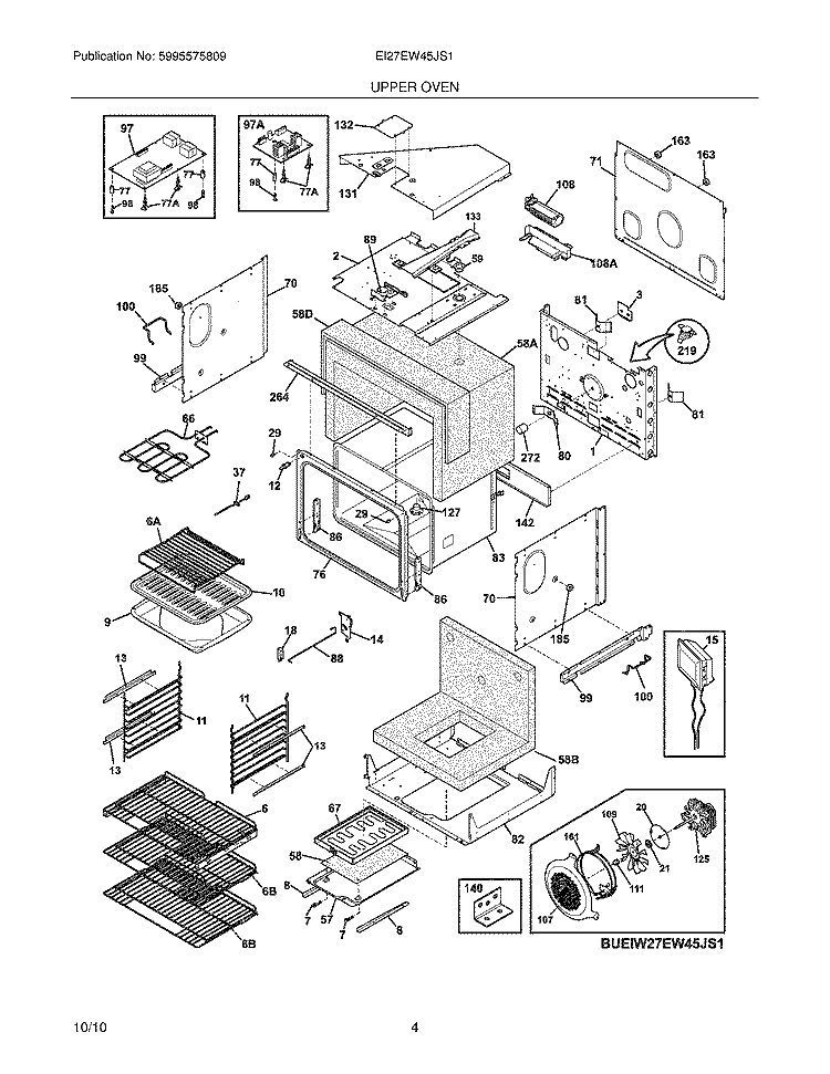 UPPER OVEN Diagram and Parts List for EI27EW45JS1  Electrolux Range
