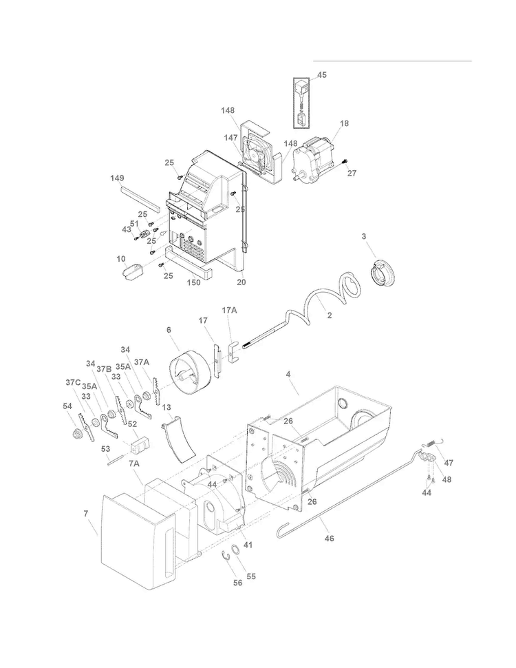 Ice Container Diagram and Parts List for EI23BC56IWD  Electrolux Refrigerator