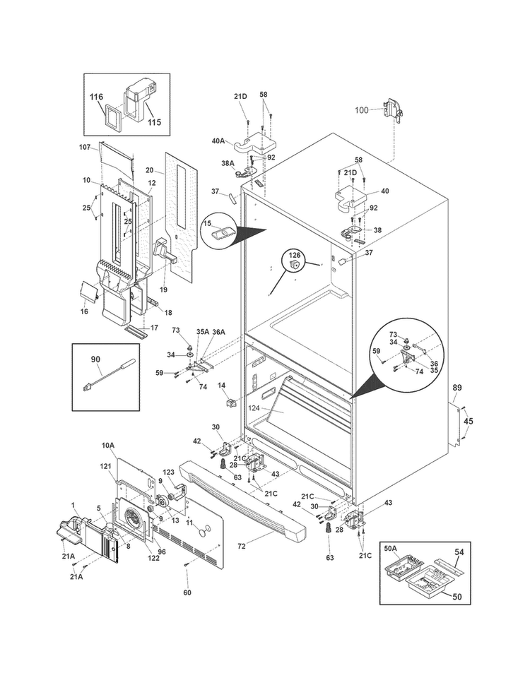 Cabinet Diagram and Parts List for EI23BC30KS2  Electrolux Refrigerator